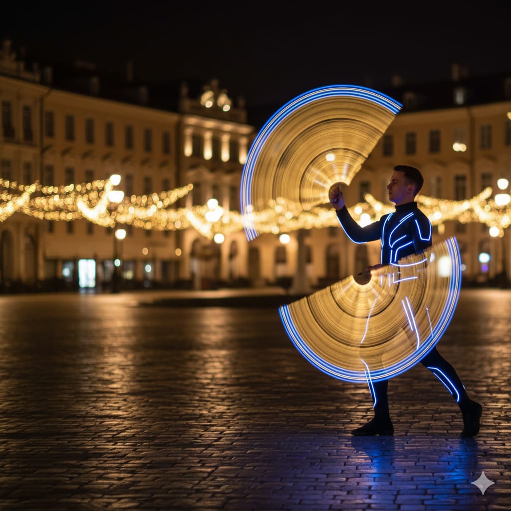 Animation lumineuse de nuit sur place de Paris